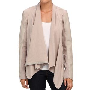 Blank NYC cream leather asymmetrical jacket